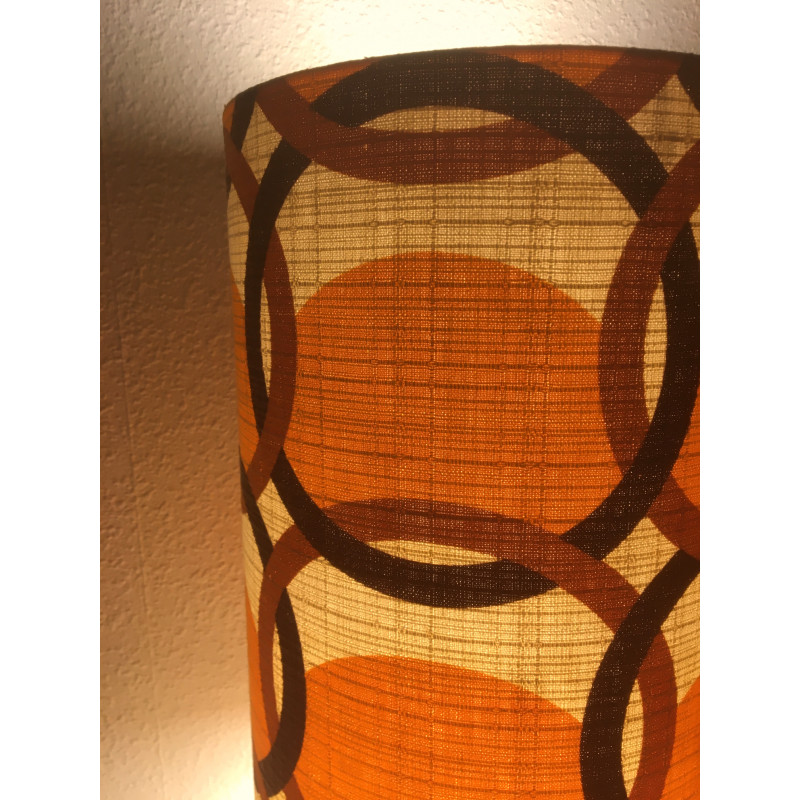 Lampe à poser Centurion - opaline marbré caramel et tissu vintage