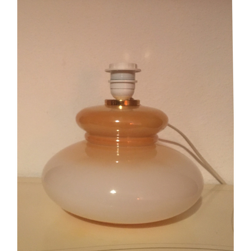 Lampe à poser Centurion - opaline marbré caramel et tissu vintage