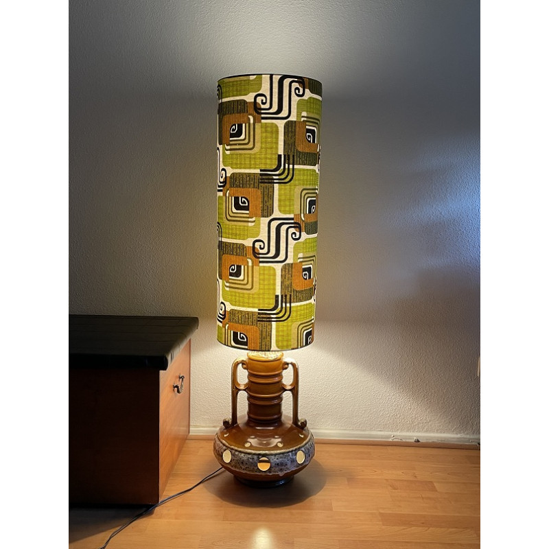 FloorLamp Eternity - orange ceramic base and mid-century fabric