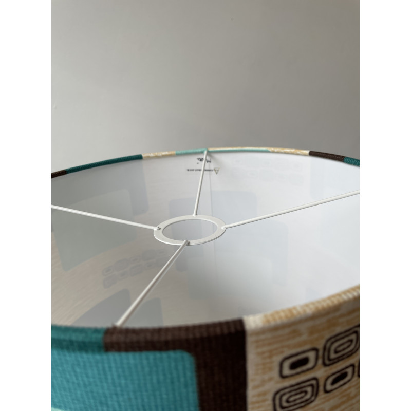 Lampshade « Maori bleu » H34 D30 - mid-century fabric