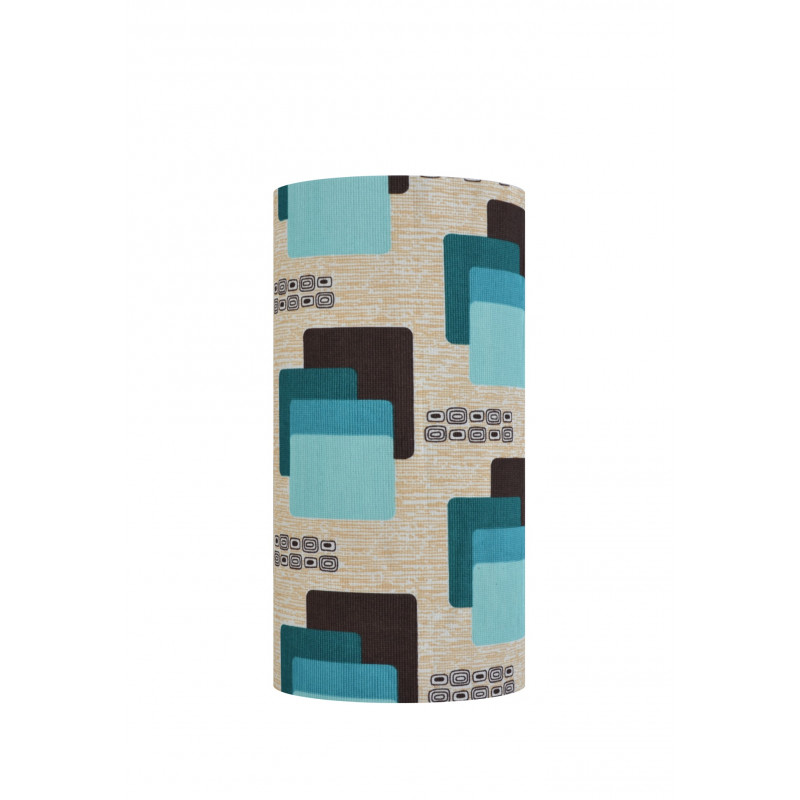 Abat-jour Maori bleu H40 D20 - tissu vintage Abat-jour Maori bleu H40 D20 - tissu vintage
