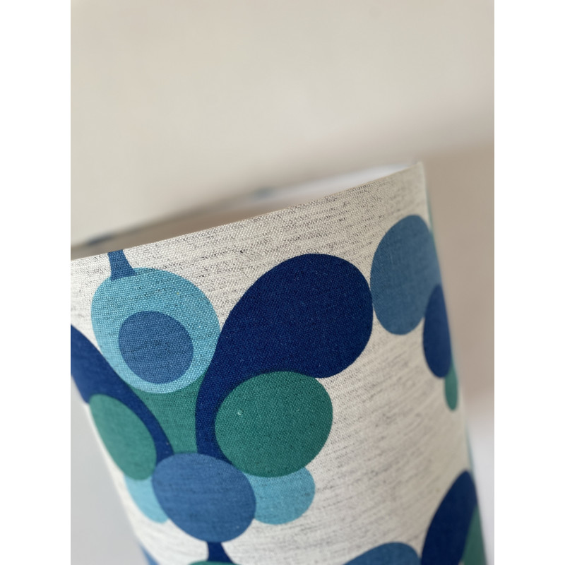 Lampshade Pascua blue H45 D35 - vintage fabric