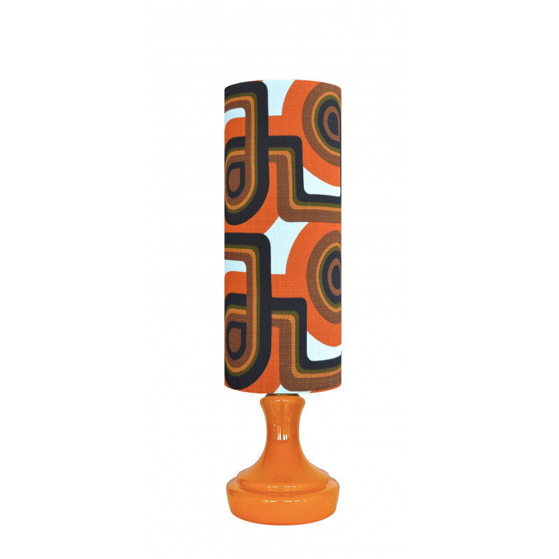 DeskLamp Glorieta - orange opalin glass and vintage fabric