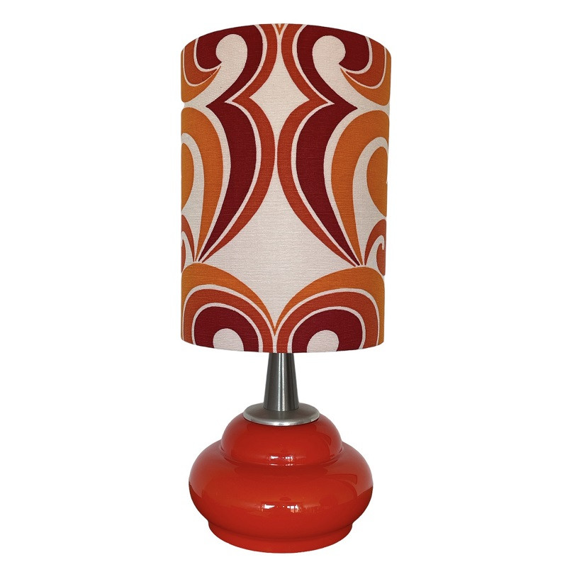 DeskLamp Arabesco - orange opalin glass and mid-century fabric
