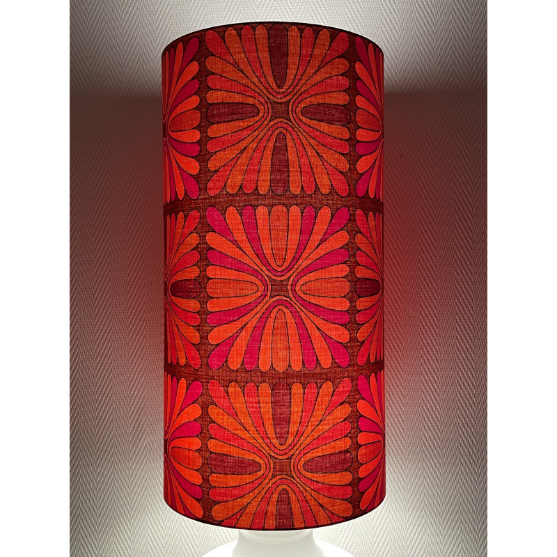 Desklamp Pausa - white opalin glass and mid-century fabric