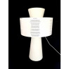 Desklamp Pausa - white opalin glass and mid-century fabric
