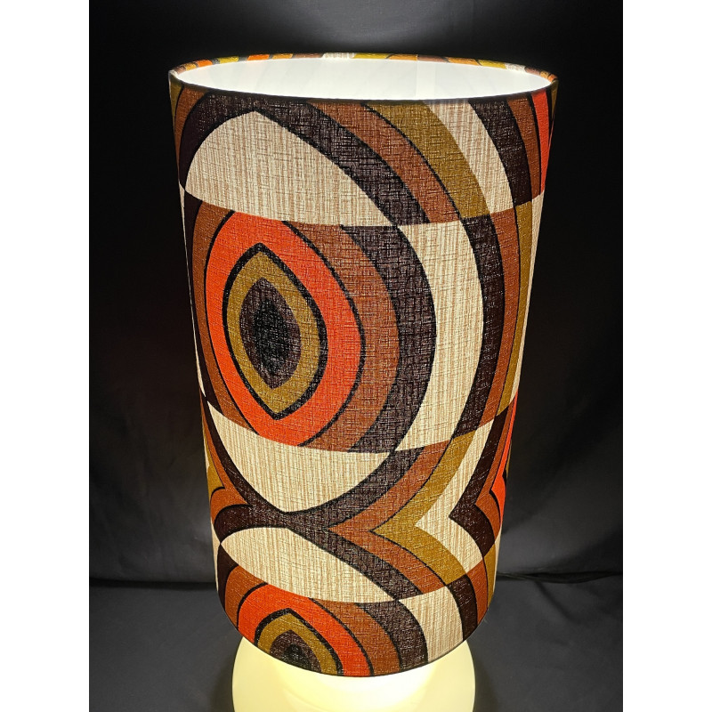 Desklamp Parly - creamy opalin glass and mid-century fabric