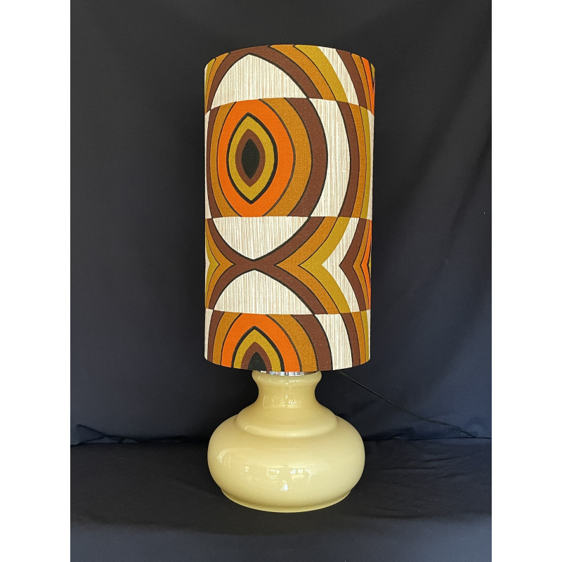 Desklamp Parly - creamy opalin glass and mid-century fabric