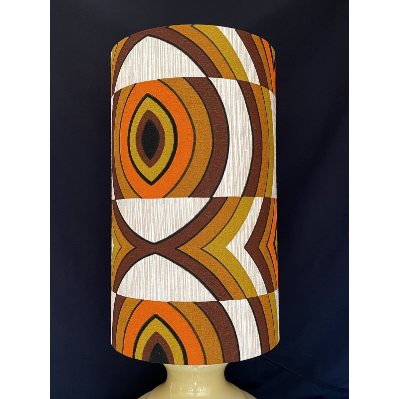 Desklamp Parly - creamy opalin glass and mid-century fabric