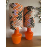 Two deskLamps Mosaic - orange opalin glass and mid-century fabric