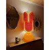 Desklamp Serpentin - orange opalin glass and mid-century fabric