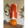 Lampe de meuble Serpentin - opaline orange et tissu vintage