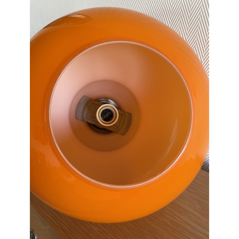 Desklamp Serpentin - orange opalin glass and mid-century fabric