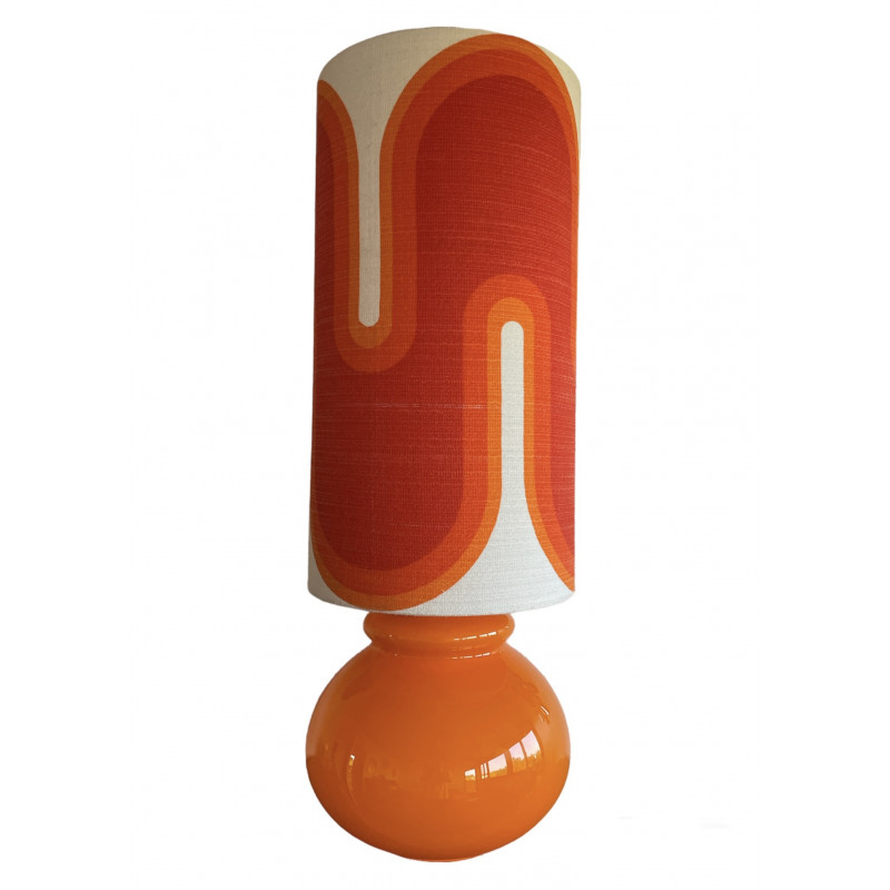 Desklamp Serpentin - orange opalin glass and mid-century fabric