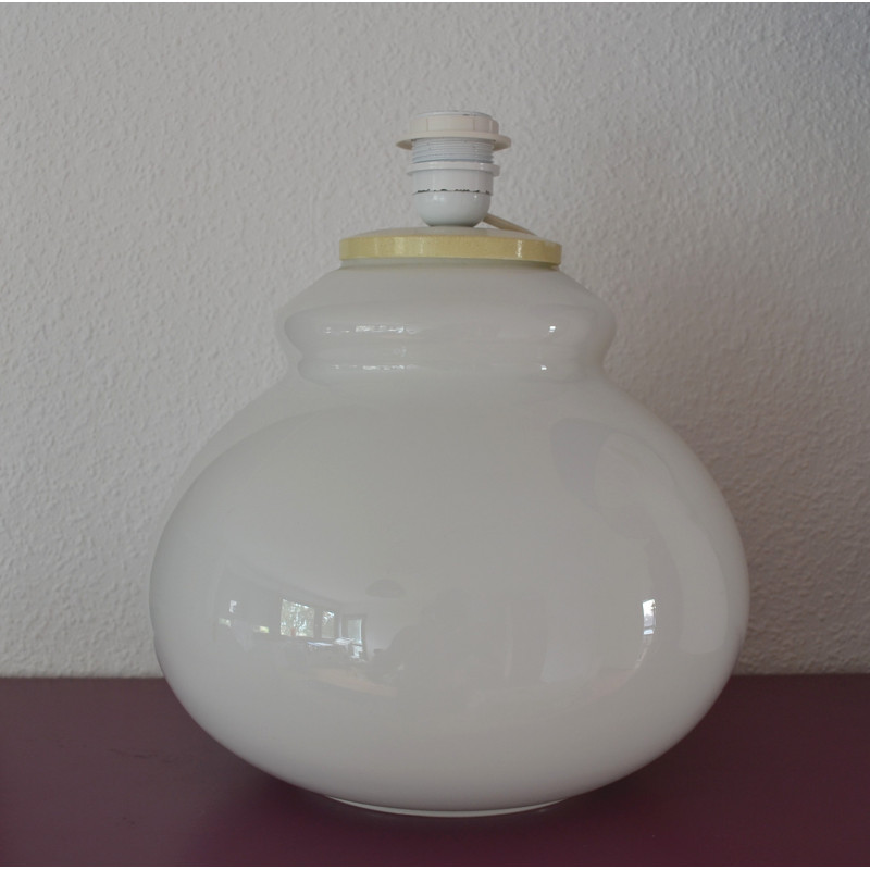 Lampe de sol Pausa - opaline blanche et tissu vintage 70's