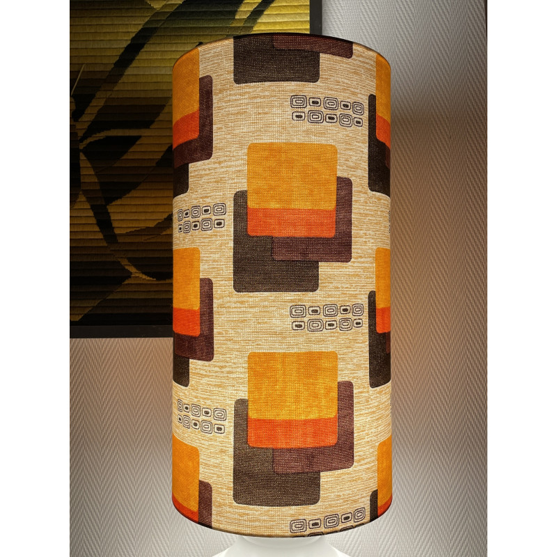 Desklamp Serpentin - orange opalin glass and mid-century fabric