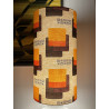 Lampe de meuble Maori orange - opaline blanche et tissu vintage
