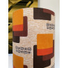 Lampe de meuble Maori orange - opaline blanche et tissu vintage