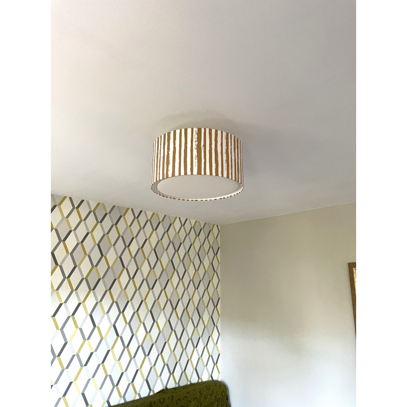 Ceiling lamp Halo H20 D40 - Marinière ocre fabric  -