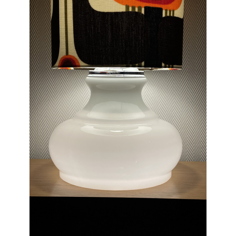 DeskLamp white opalin glass Exodus - vintage fabric