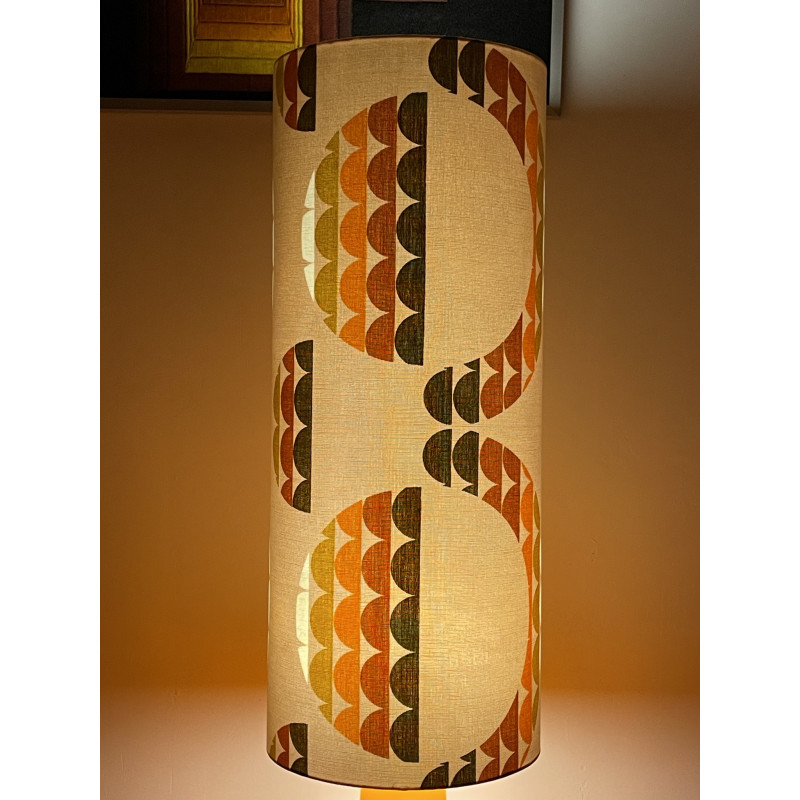 FloorLamp orange opalin glass Galaxie - mid-century fabric