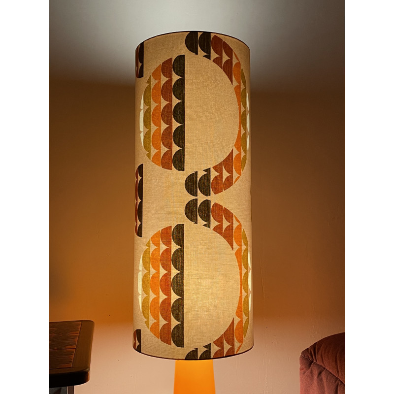 FloorLamp orange opalin glass Galaxie - mid-century fabric