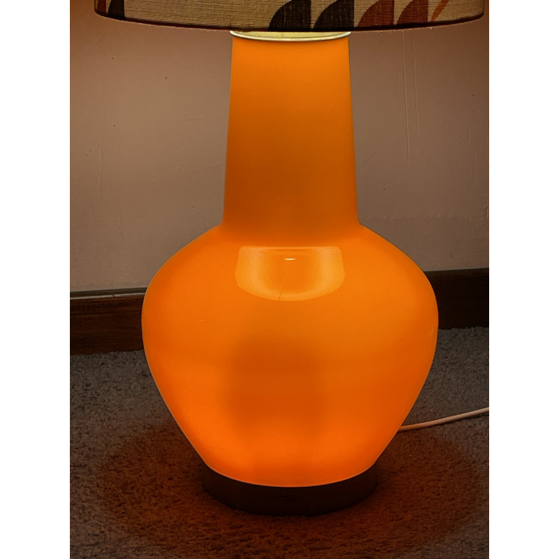 FloorLamp orange opalin glass Galaxie - mid-century fabric