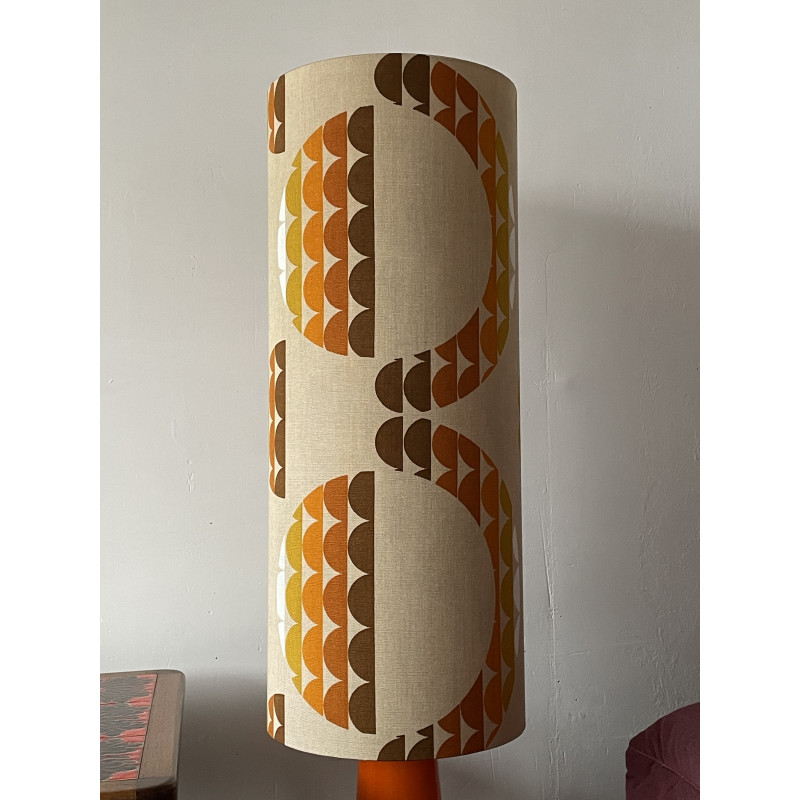 FloorLamp orange opalin glass Galaxie - mid-century fabric