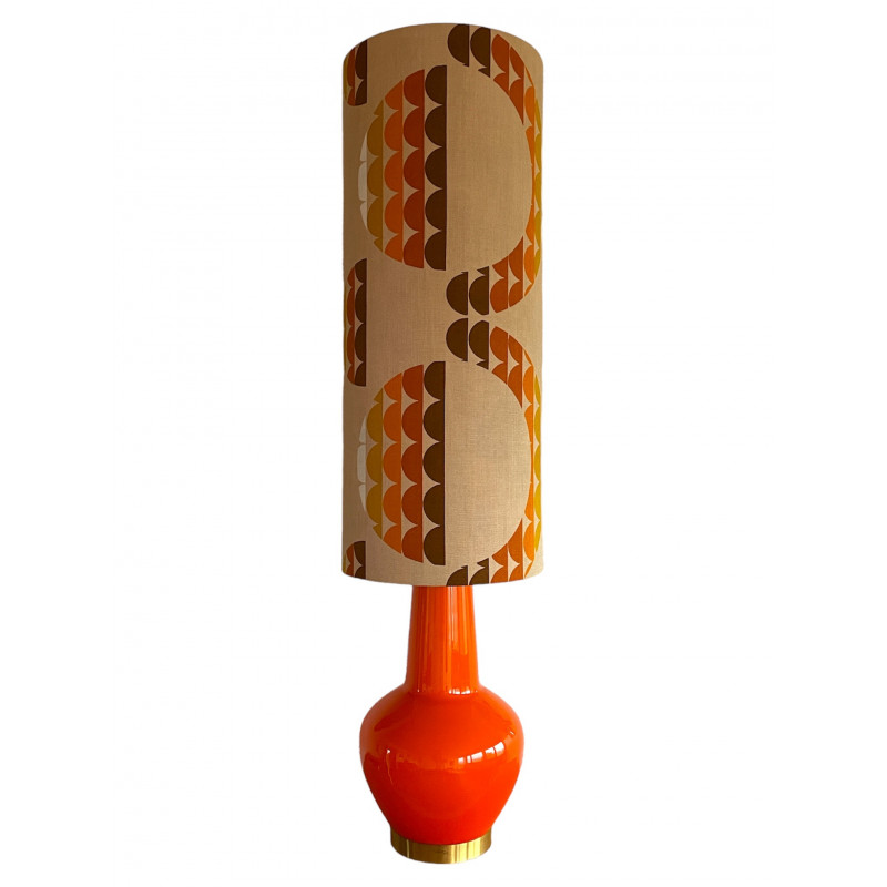 FloorLamp orange opalin glass Galaxie - mid-century fabric