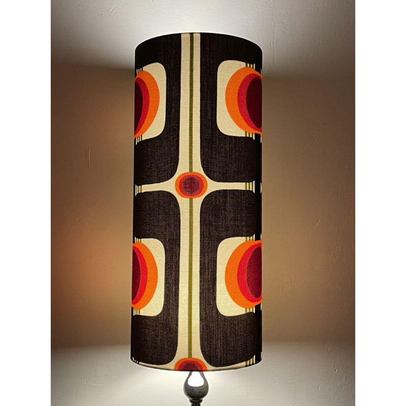 Lampshade Exodus orange H60 D25cm - 70s fabric