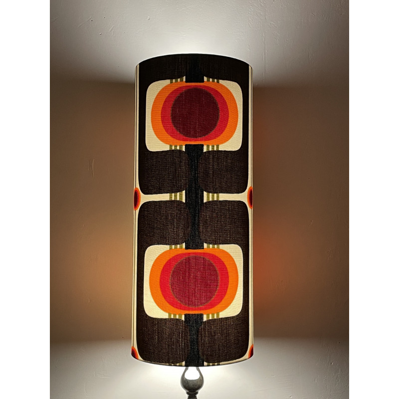 Lampshade Exodus orange H60 D25cm - 70s fabric