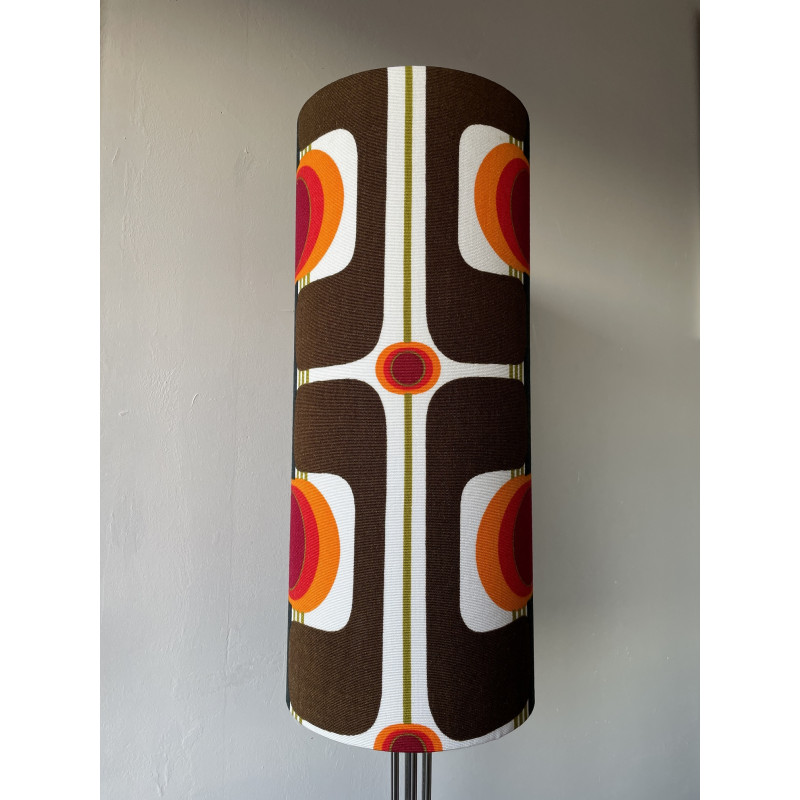 Lampshade Exodus orange H60 D25cm - 70s fabric