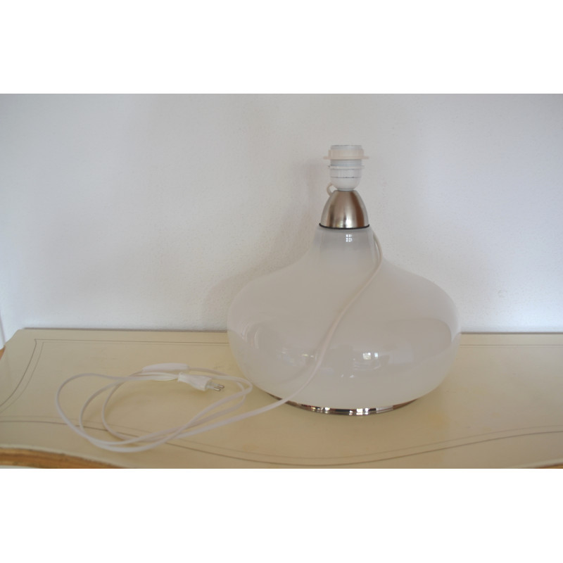 Lampe opaline blanche Carnaval - tissu vintage