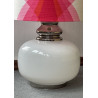 Lampe de sol Rosita - opaline blanche et tissu vintage 70's