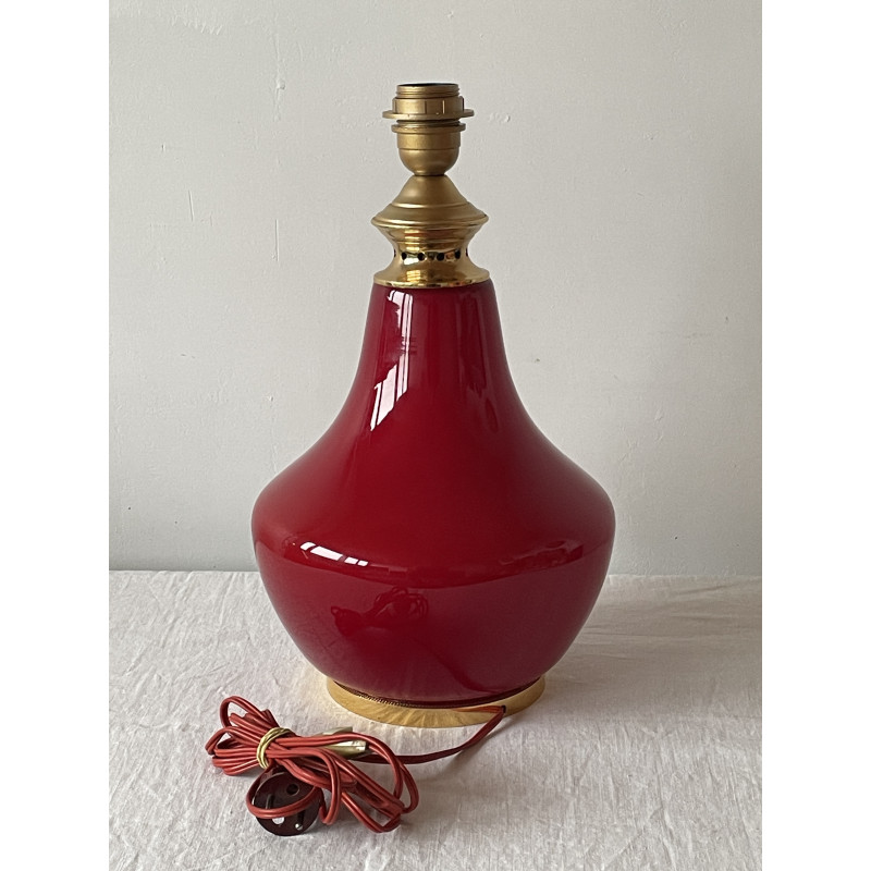 Lampe de meuble opaline rouge Naxos - tissu vintage