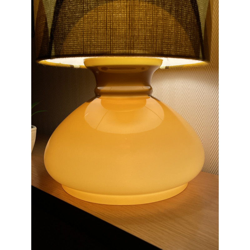 Lampe Agate opaline marron  - tissu vintage