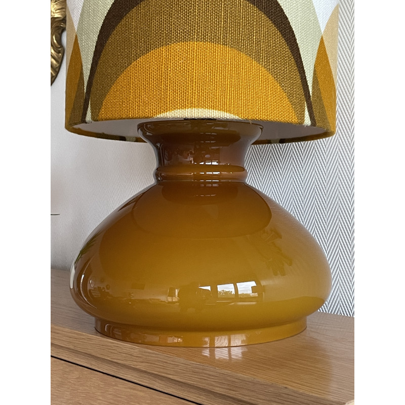 DeskLamp brown opalin glass Agate - vintage fabric