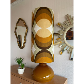 Lampe opaline marron Agate - tissu vintage