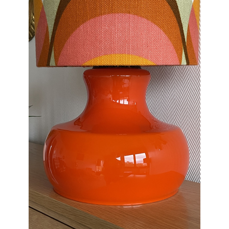 DeskLamp orange opalin glass Agate - vintage fabric