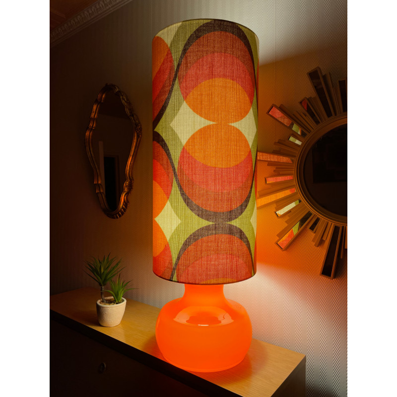 DeskLamp orange opalin glass Agate - vintage fabric