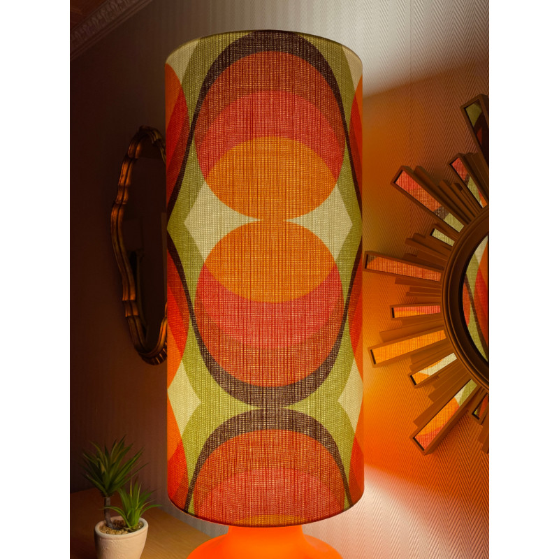 DeskLamp orange opalin glass Agate - vintage fabric