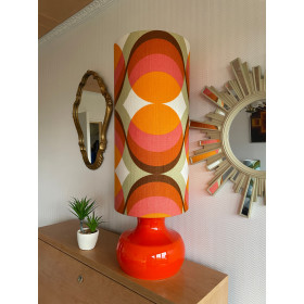 Lampe Agate opaline orange  - tissu vintage