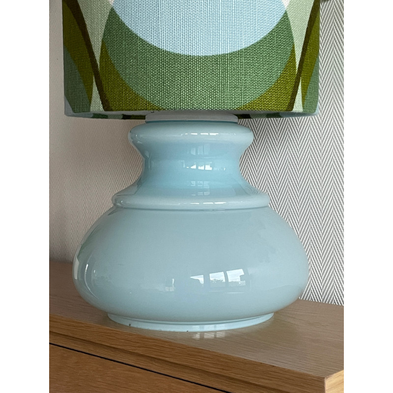 Lampe Agate opaline bleu  - tissu vintage