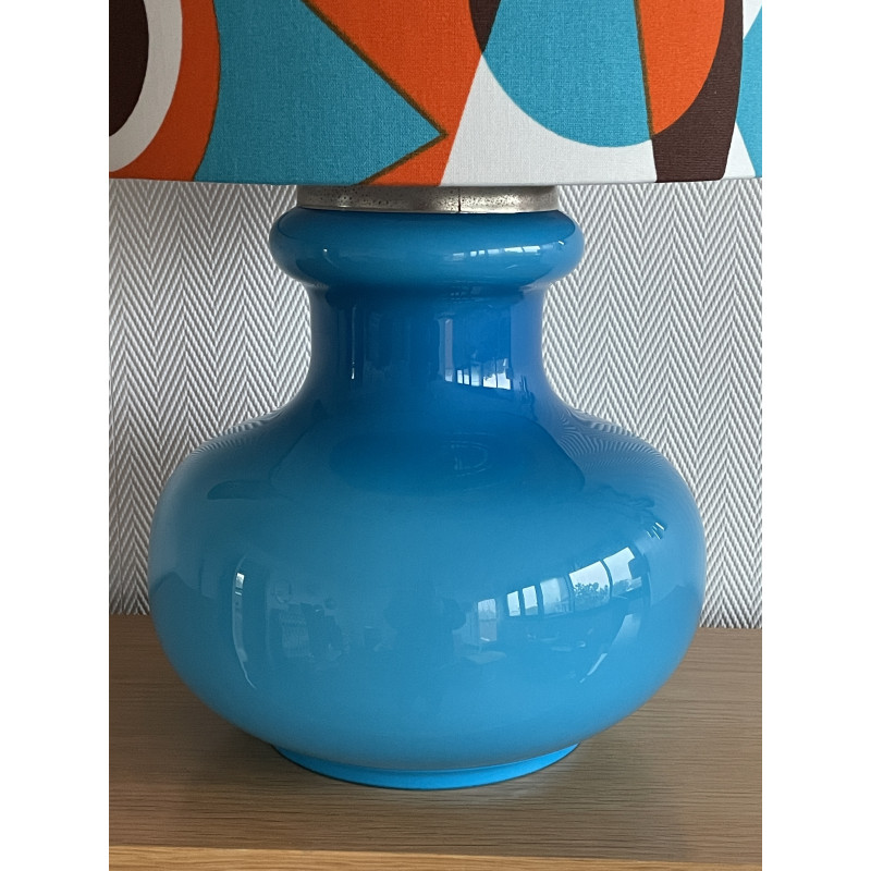 Lampe Transat opaline bleu  - tissu vintage