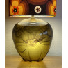 Lampe Treflower verre épais jaune- tissu vintage
