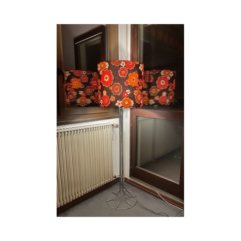 Abat-jour Tourelle H30 D40 - tissu vintage 70s