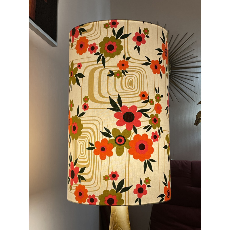 FloorLamp floral Cantuta - ceramic and fabric from 70's