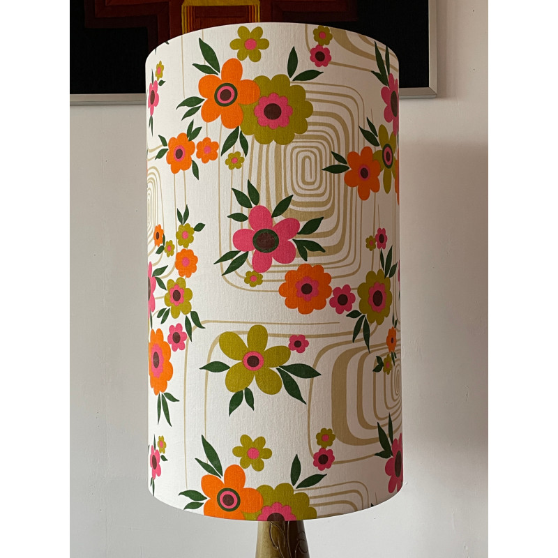 FloorLamp floral Cantuta - ceramic and fabric from 70's