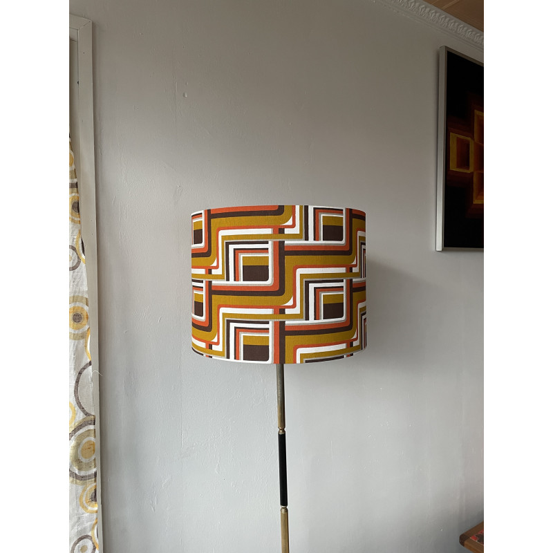 Lampshade Jenga moutarde H30 D40cm - vintage 70s fabric