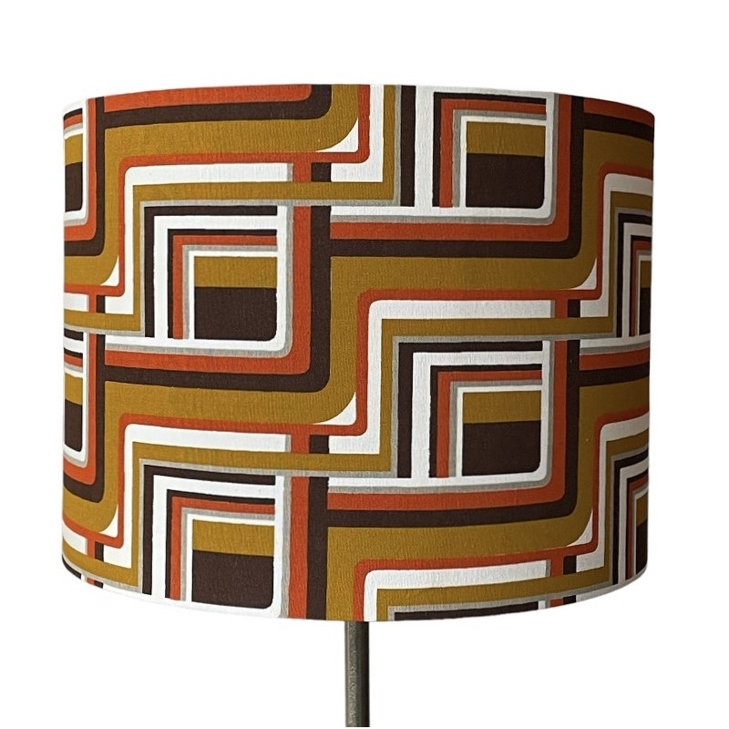 Lampshade Jenga moutarde H30 D40cm - vintage 70s fabric